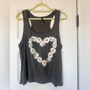Charcoal Daisy Heart Women's Tank Top
